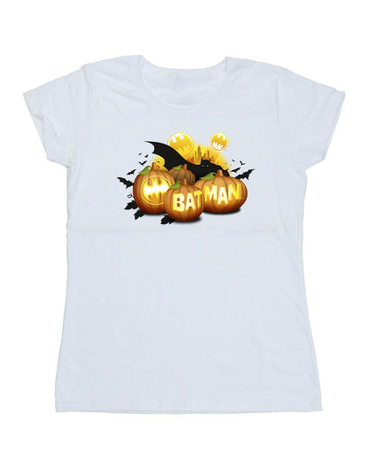 White - Front - DC Comics Womens-Ladies Batman Pumpkins Cotton T-Shirt