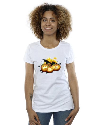 White - Back - DC Comics Womens-Ladies Batman Pumpkins Cotton T-Shirt