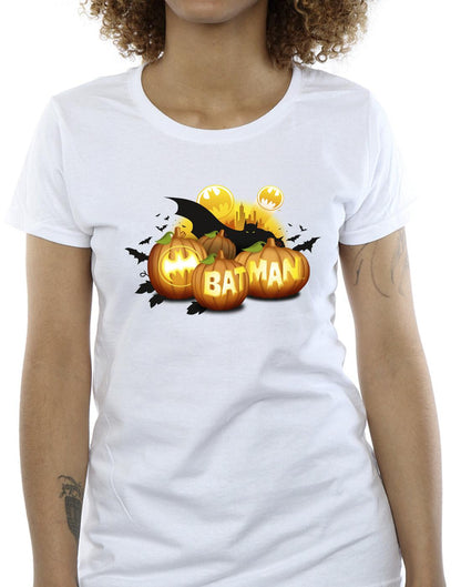 White - Side - DC Comics Womens-Ladies Batman Pumpkins Cotton T-Shirt