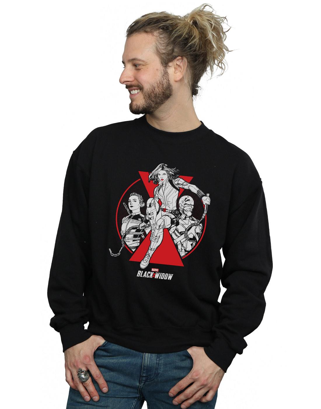 Black - Back - Marvel Mens Black Widow Movie Character Badge Cotton Sweatshirt