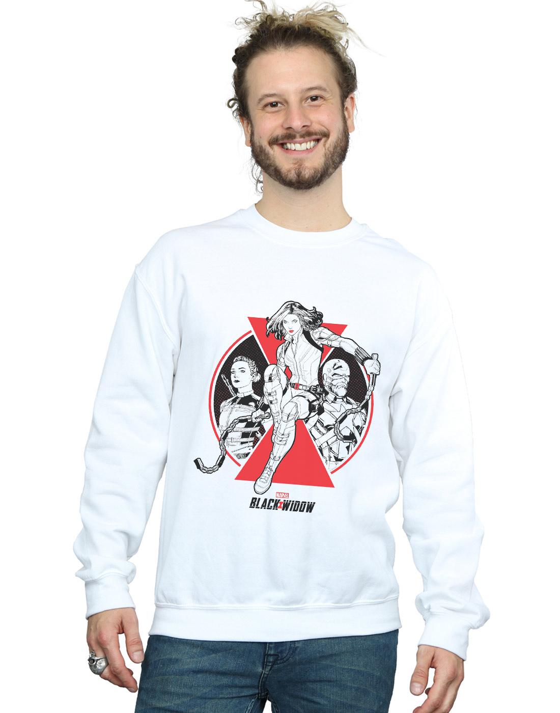 White - Back - Marvel Mens Black Widow Movie Character Badge Cotton Sweatshirt