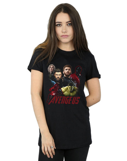 Black - Back - Marvel Womens-Ladies Avengers Infinity War The Fallen Cotton Boyfriend T-Shirt