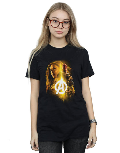 Black - Back - Marvel Womens-Ladies Avengers Infinity War Vision Witch Team Up Cotton Boyfriend T-Shirt