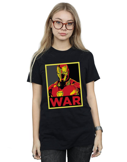 Black - Back - Marvel Womens-Ladies Avengers Infinity War Iron Man War Cotton Boyfriend T-Shirt