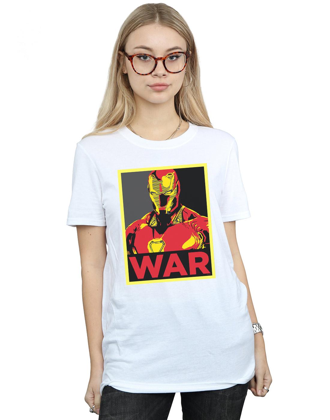White - Back - Marvel Womens-Ladies Avengers Infinity War Iron Man War Cotton Boyfriend T-Shirt
