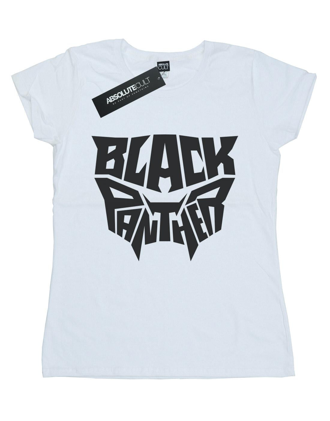 White - Front - Marvel Womens-Ladies Black Panther Worded Emblem Cotton T-Shirt