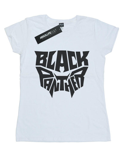 White - Front - Marvel Womens-Ladies Black Panther Worded Emblem Cotton T-Shirt