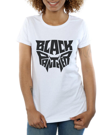 White - Side - Marvel Womens-Ladies Black Panther Worded Emblem Cotton T-Shirt