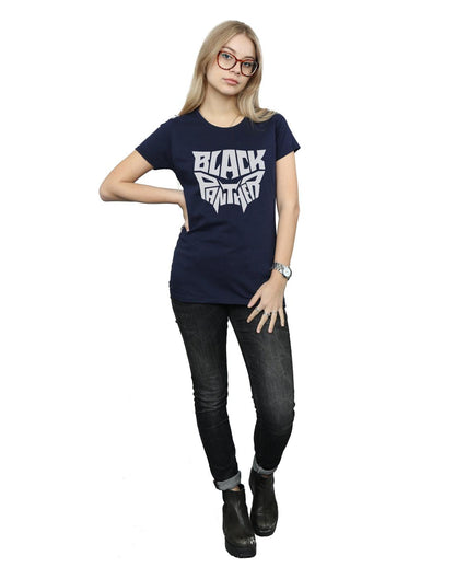 Navy Blue - Lifestyle - Marvel Womens-Ladies Black Panther Worded Emblem Cotton T-Shirt