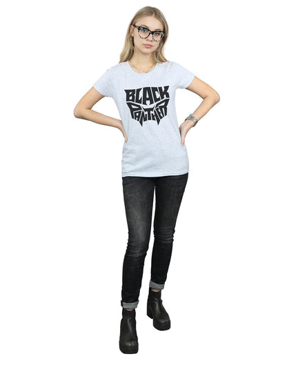 Sports Grey - Lifestyle - Marvel Womens-Ladies Black Panther Worded Emblem Cotton T-Shirt
