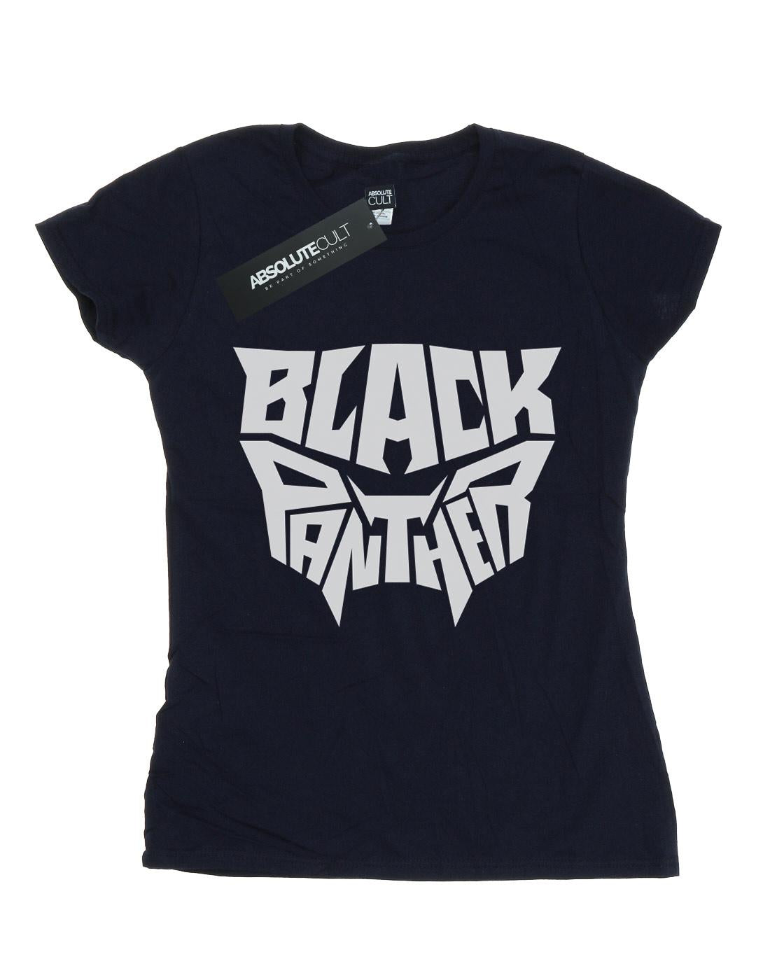 Navy Blue - Front - Marvel Womens-Ladies Black Panther Worded Emblem Cotton T-Shirt