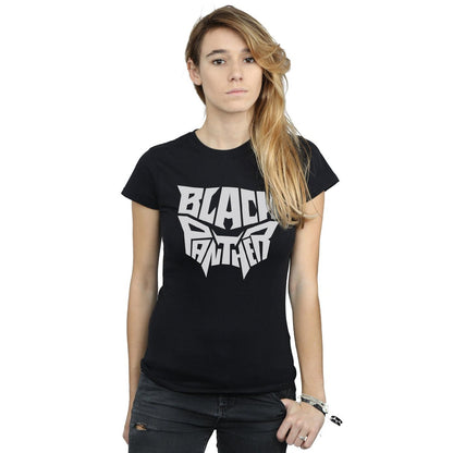 Black - Back - Marvel Womens-Ladies Black Panther Worded Emblem Cotton T-Shirt