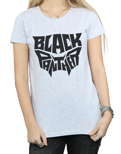 Sports Grey - Side - Marvel Womens-Ladies Black Panther Worded Emblem Cotton T-Shirt