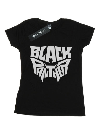 Black - Front - Marvel Womens-Ladies Black Panther Worded Emblem Cotton T-Shirt