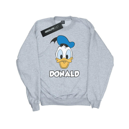 Heather Grey - Front - Disney Womens-Ladies Donald Duck Face Cotton Sweatshirt