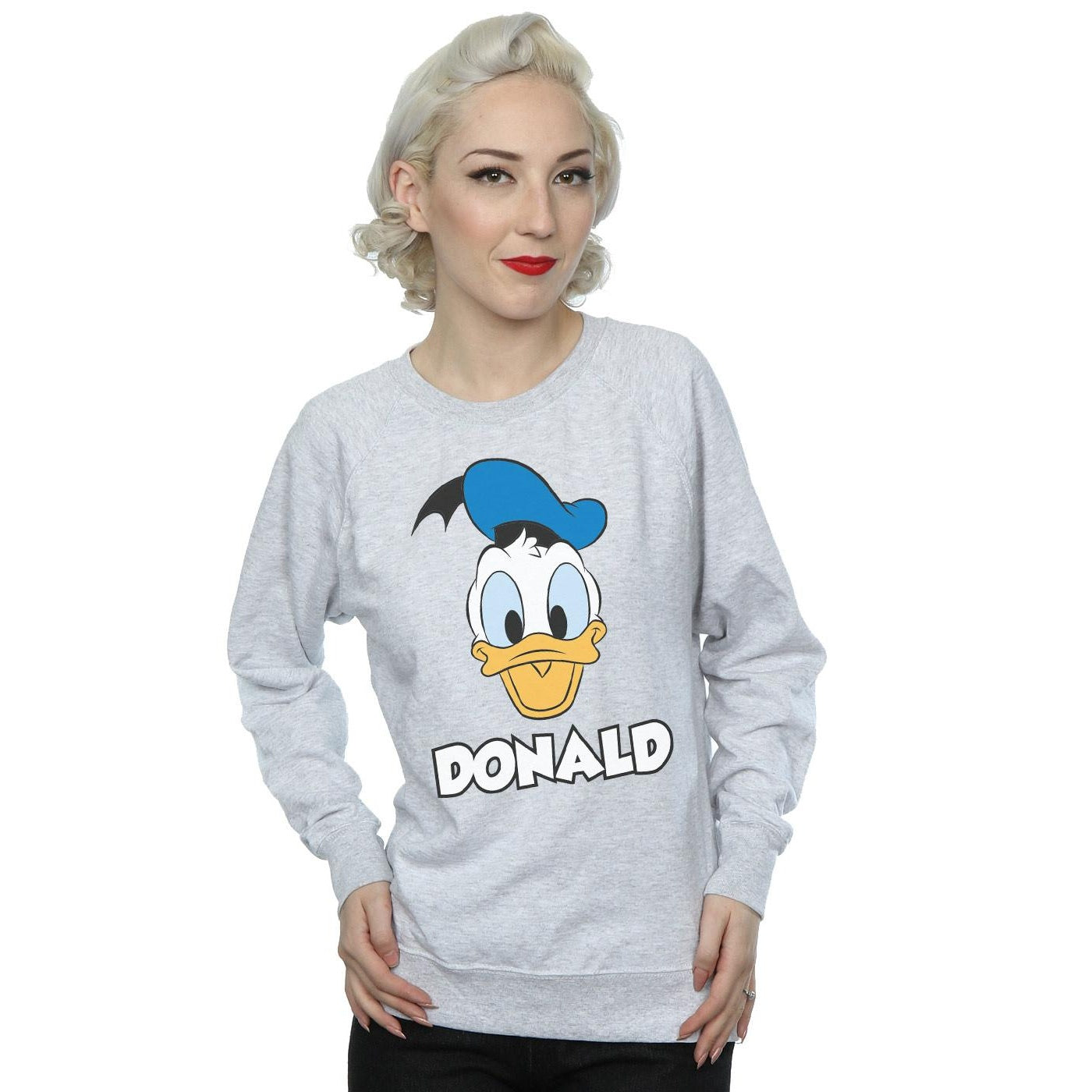 Heather Grey - Back - Disney Womens-Ladies Donald Duck Face Cotton Sweatshirt