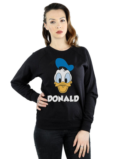 Black - Lifestyle - Disney Womens-Ladies Donald Duck Face Cotton Sweatshirt