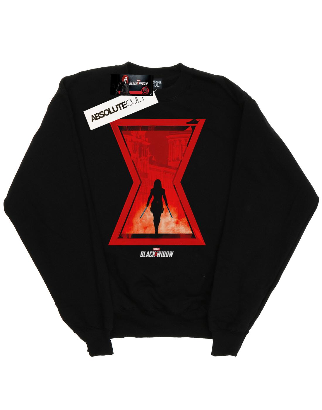 Black - Front - Marvel Mens Black Widow Movie Icon Silhouette Cotton Sweatshirt