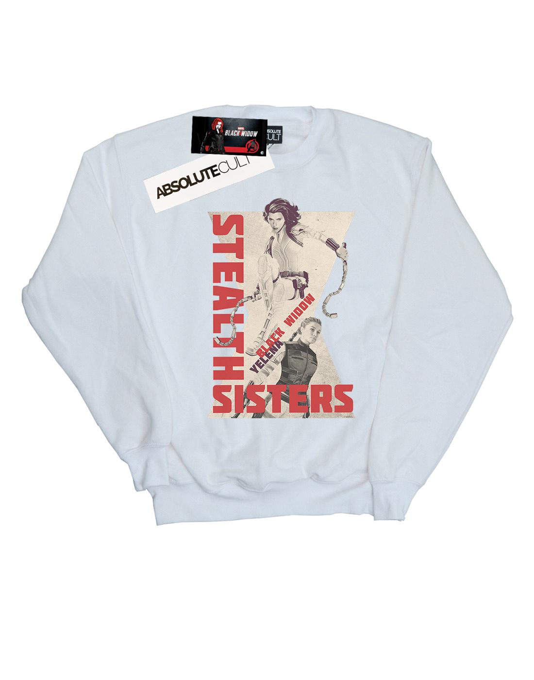 White - Front - Marvel Mens Black Widow Movie Stealth Sisters Cotton Sweatshirt