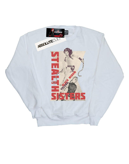 White - Front - Marvel Mens Black Widow Movie Stealth Sisters Cotton Sweatshirt