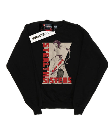 Black - Front - Marvel Mens Black Widow Movie Stealth Sisters Cotton Sweatshirt