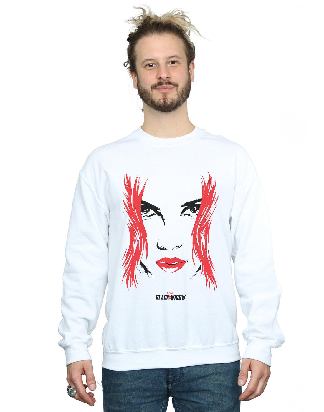 White - Back - Marvel Mens Black Widow Movie Close-Up Cotton Sweatshirt
