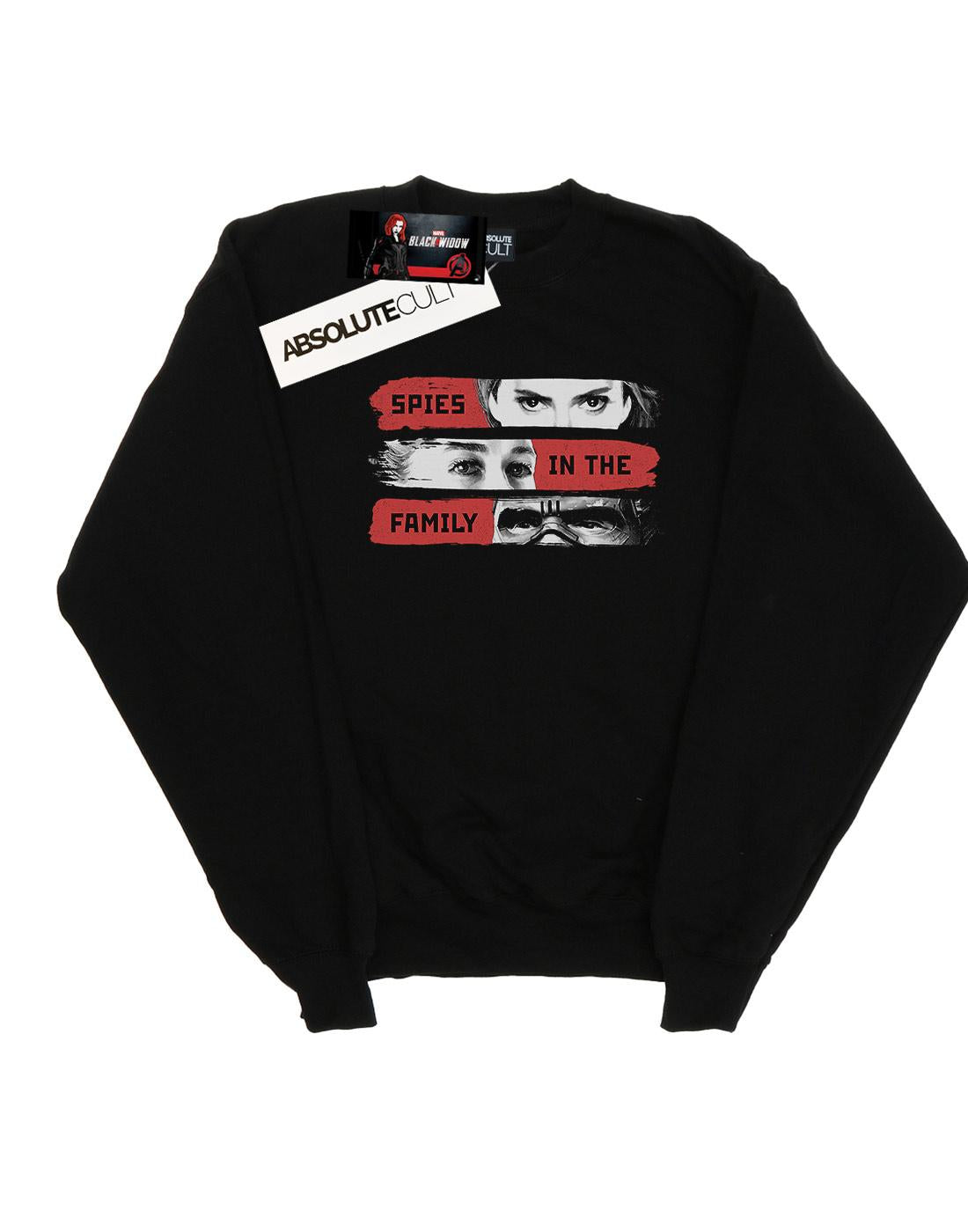 Black - Front - Marvel Mens Black Widow Movie Spies In The Family Cotton Sweatshirt