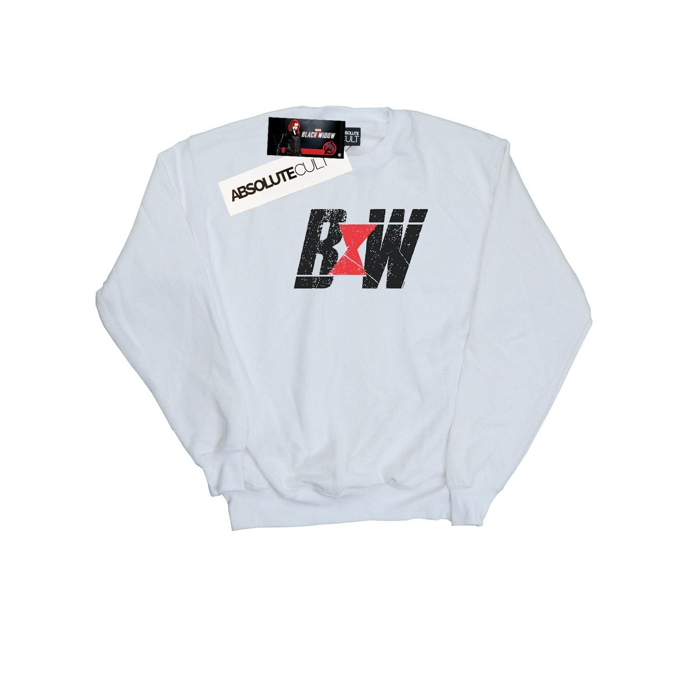 White - Front - Marvel Mens Black Widow Movie Initial Logo Cotton Sweatshirt