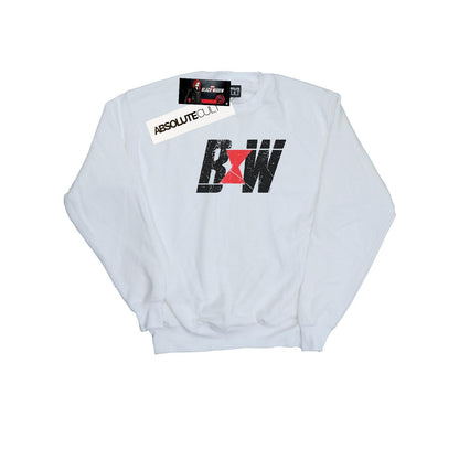 White - Front - Marvel Mens Black Widow Movie Initial Logo Cotton Sweatshirt