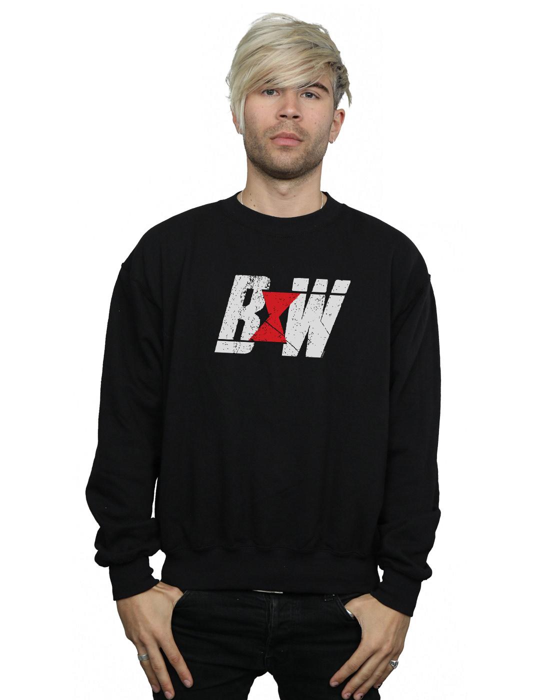 Black - Back - Marvel Mens Black Widow Movie Initial Logo Cotton Sweatshirt