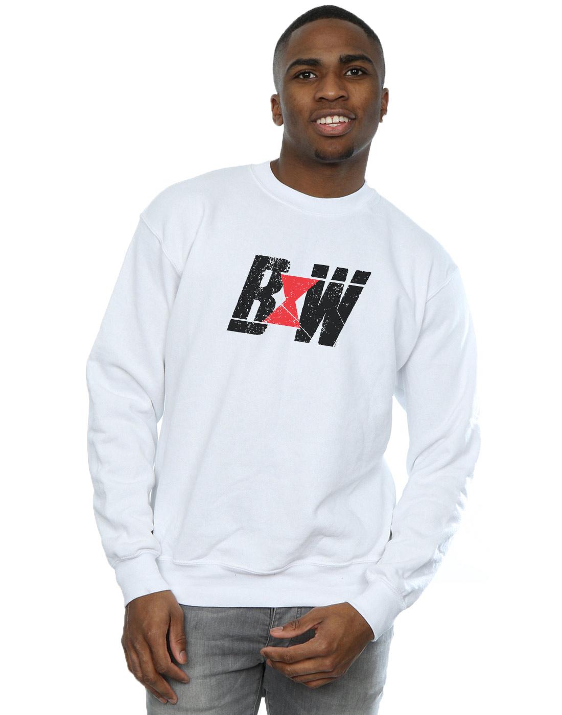 White - Back - Marvel Mens Black Widow Movie Initial Logo Cotton Sweatshirt