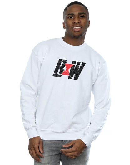 White - Back - Marvel Mens Black Widow Movie Initial Logo Cotton Sweatshirt