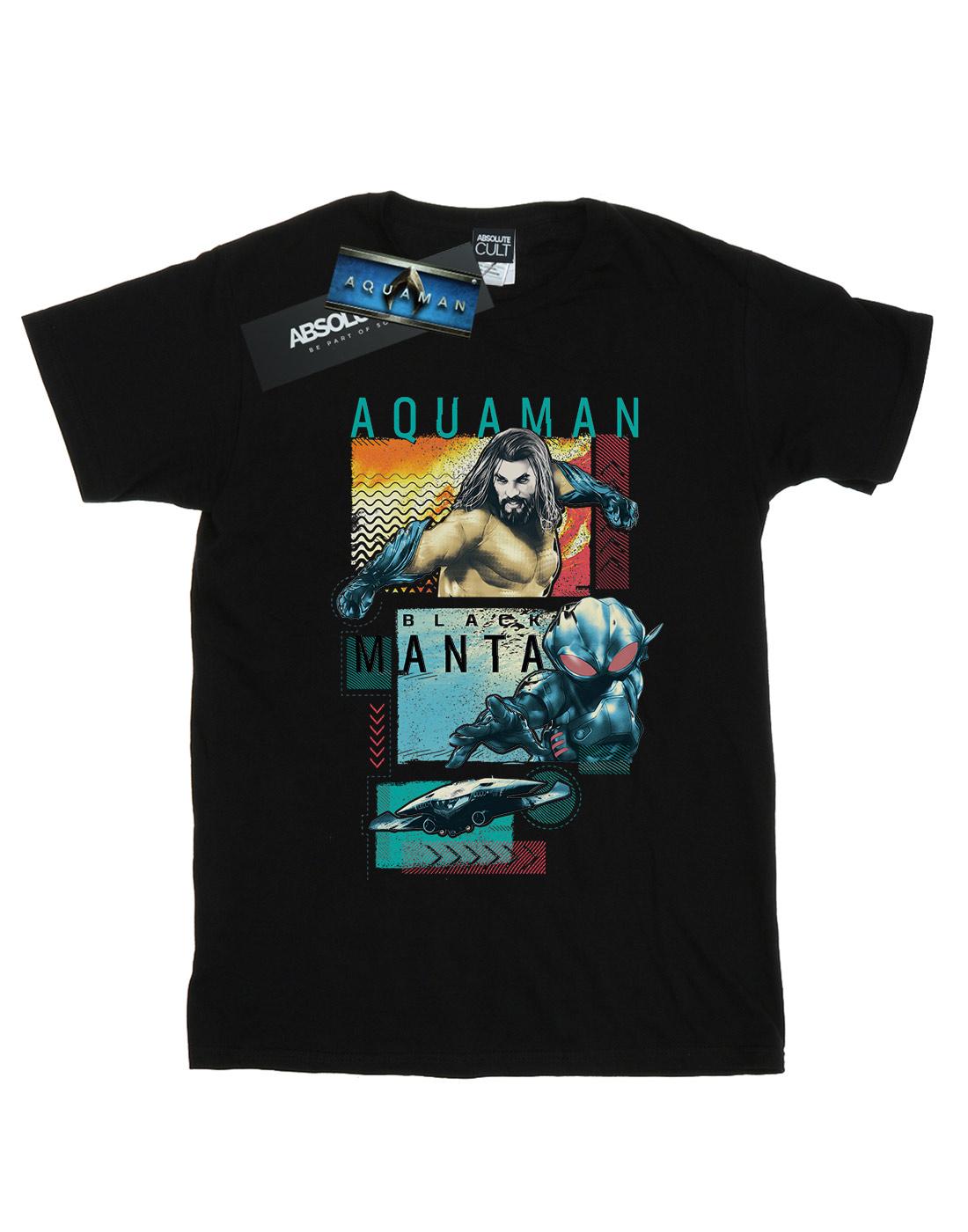 Black - Front - DC Comics Mens Aquaman Character Tiles T-Shirt