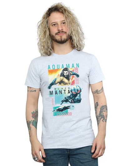 Sports Grey - Back - DC Comics Mens Aquaman Character Tiles T-Shirt