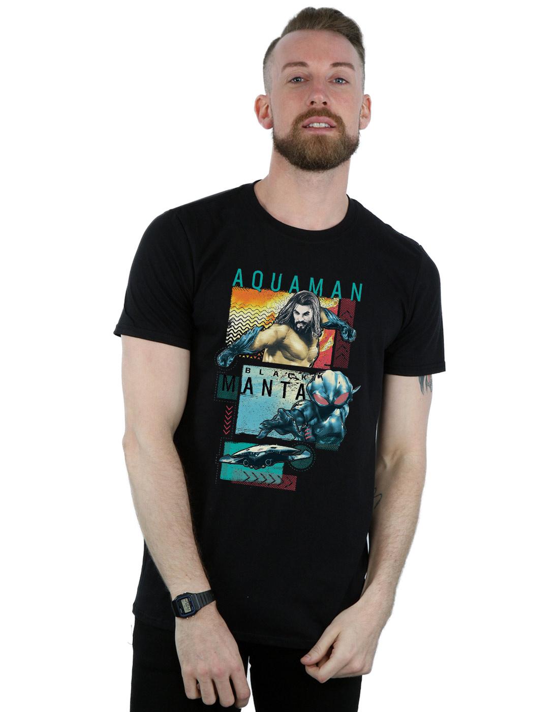 Black - Back - DC Comics Mens Aquaman Character Tiles T-Shirt