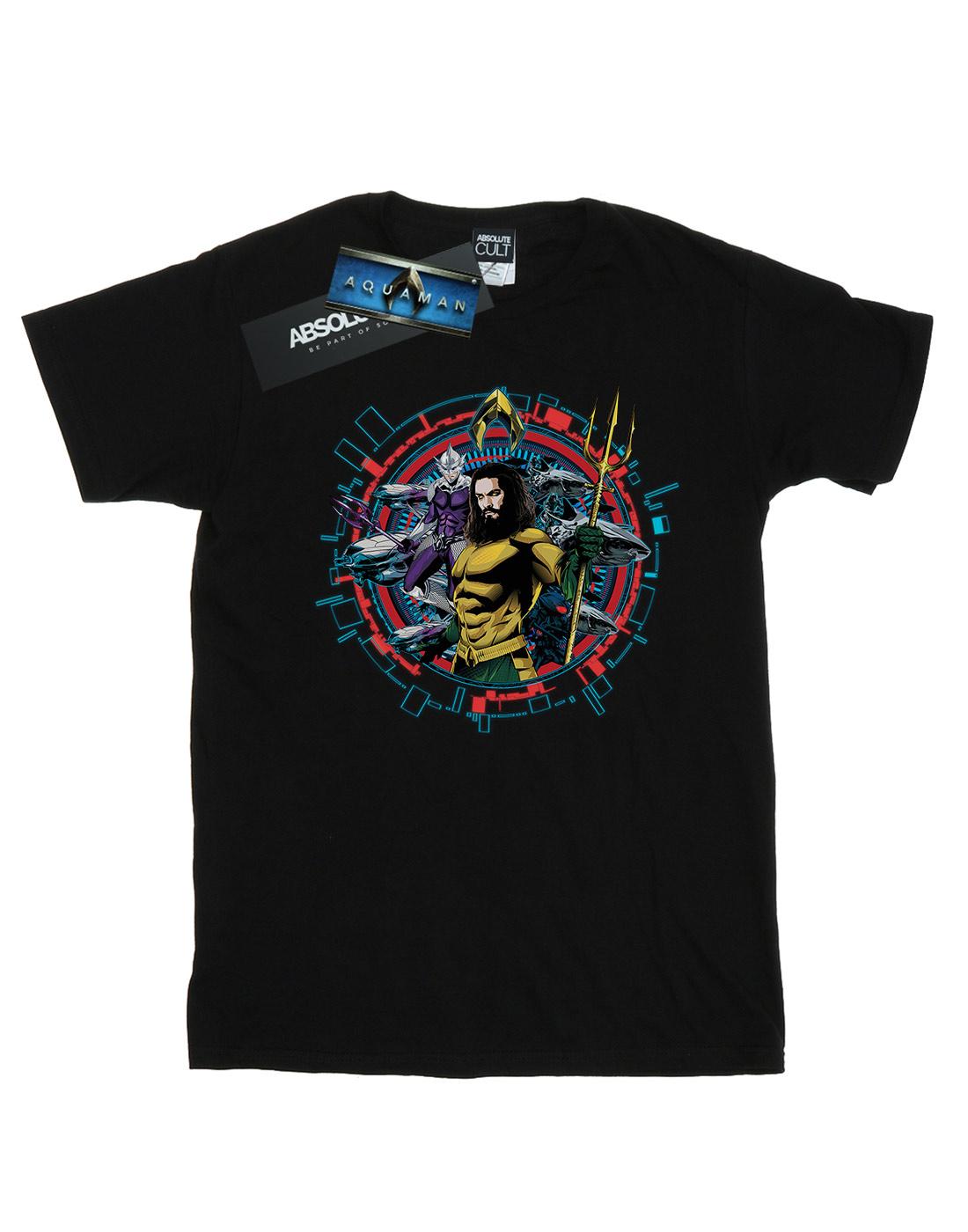 Black - Front - DC Comics Mens Aquaman Circular Crest T-Shirt