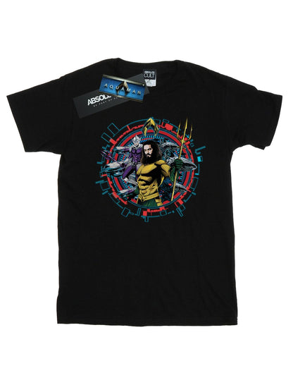 Black - Front - DC Comics Mens Aquaman Circular Crest T-Shirt