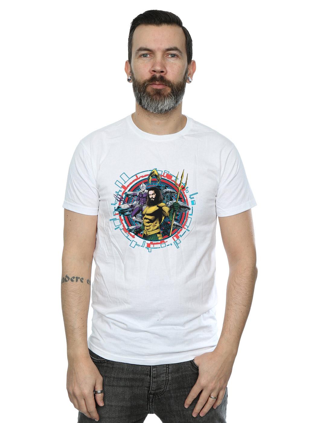 White - Back - DC Comics Mens Aquaman Circular Crest T-Shirt