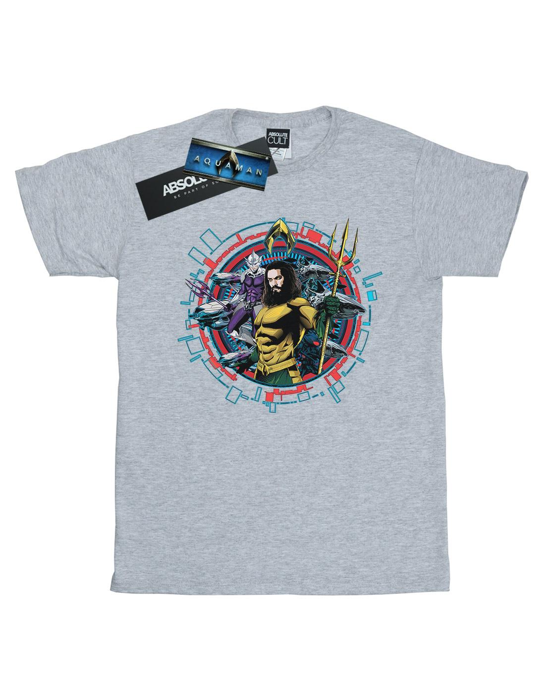 Sports Grey - Front - DC Comics Mens Aquaman Circular Crest T-Shirt