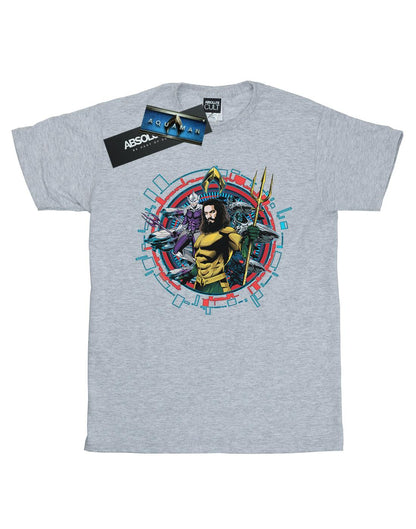 Sports Grey - Front - DC Comics Mens Aquaman Circular Crest T-Shirt