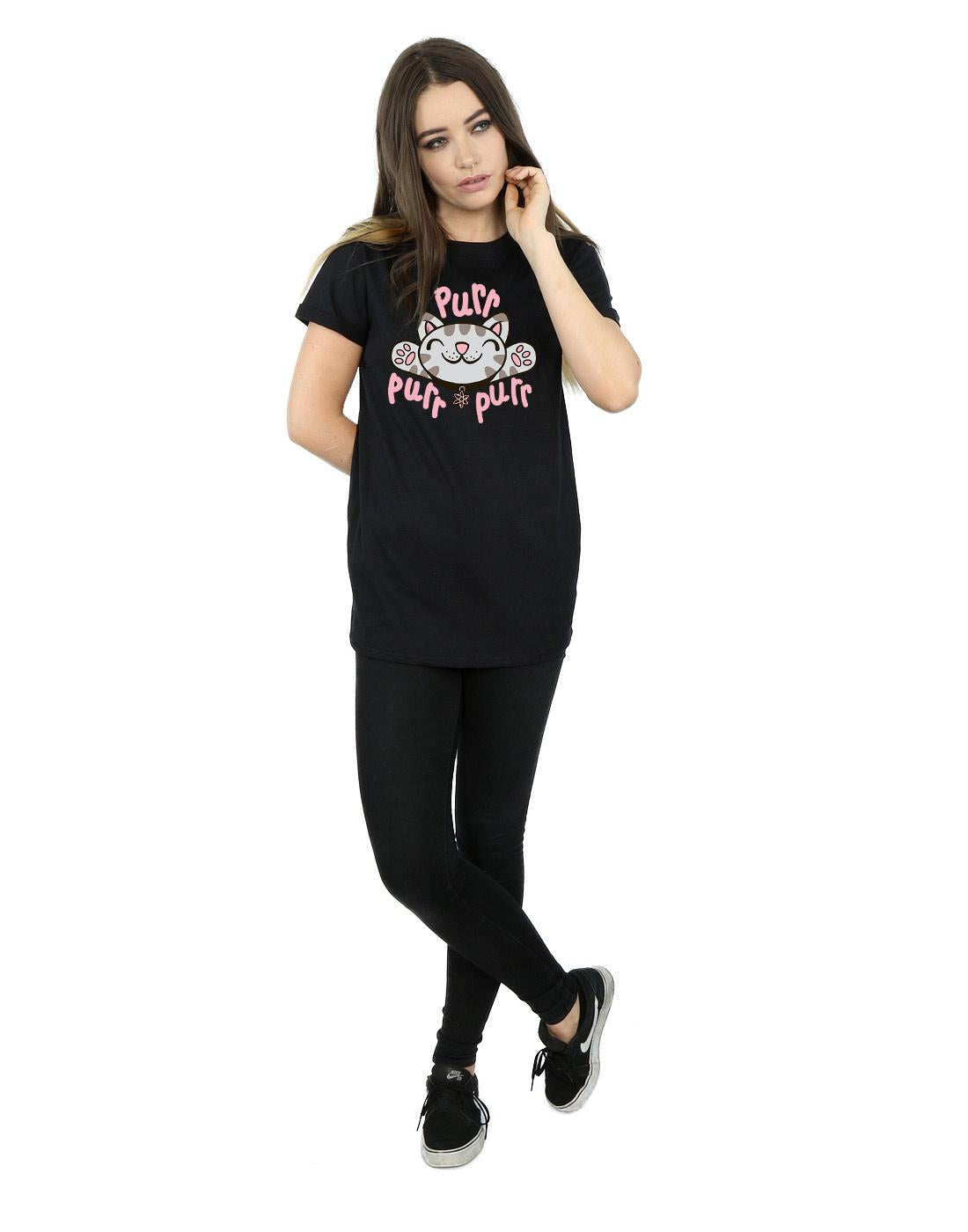 Black - Lifestyle - Big Bang Theory Womens-Ladies Soft Kitty Purr Cotton Boyfriend T-Shirt