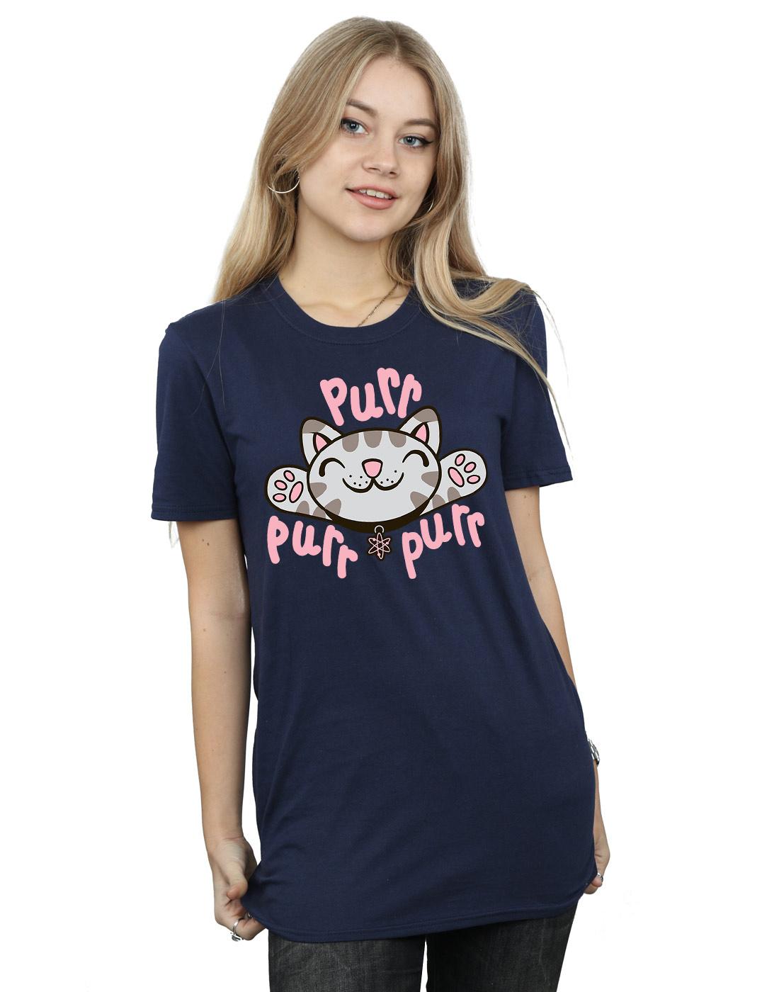 Navy Blue - Back - Big Bang Theory Womens-Ladies Soft Kitty Purr Cotton Boyfriend T-Shirt