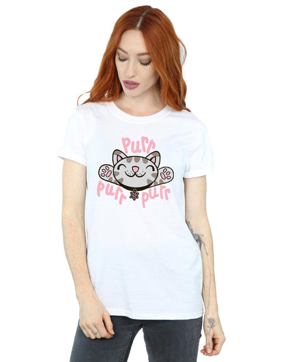 White - Back - Big Bang Theory Womens-Ladies Soft Kitty Purr Cotton Boyfriend T-Shirt