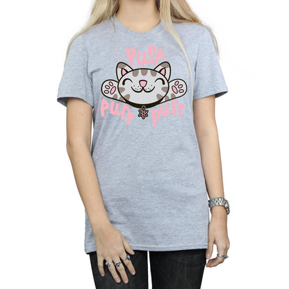 Sports Grey - Side - Big Bang Theory Womens-Ladies Soft Kitty Purr Cotton Boyfriend T-Shirt