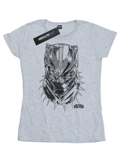Sports Grey - Front - Marvel Womens-Ladies Black Panther Spray Headshot Cotton T-Shirt