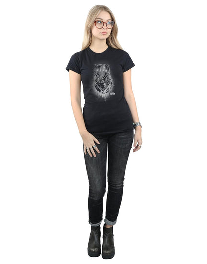 Black - Lifestyle - Marvel Womens-Ladies Black Panther Spray Headshot Cotton T-Shirt