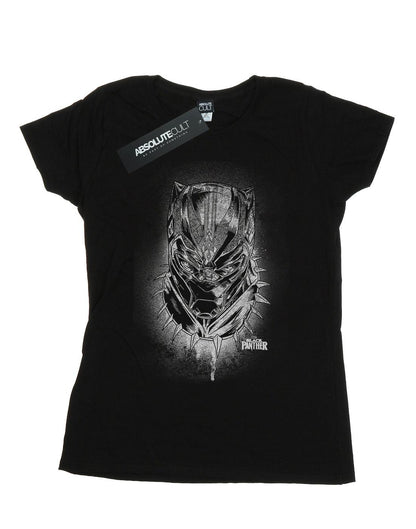 Black - Front - Marvel Womens-Ladies Black Panther Spray Headshot Cotton T-Shirt