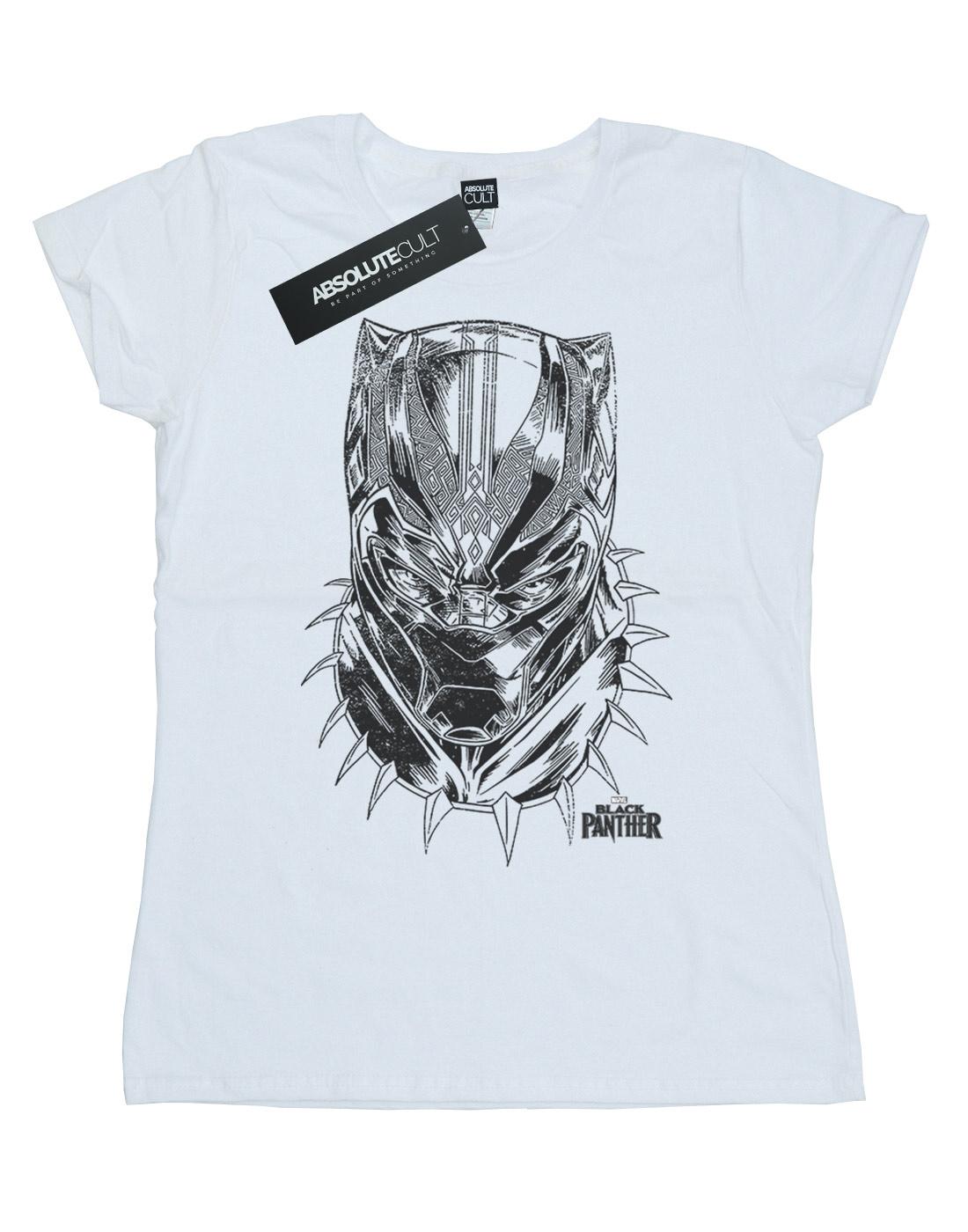 White - Front - Marvel Womens-Ladies Black Panther Spray Headshot Cotton T-Shirt