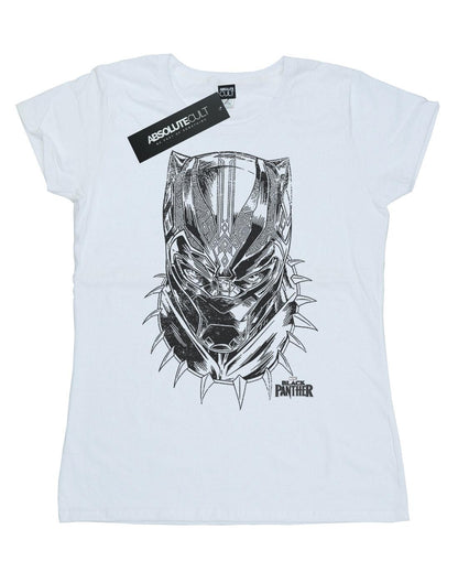 White - Front - Marvel Womens-Ladies Black Panther Spray Headshot Cotton T-Shirt