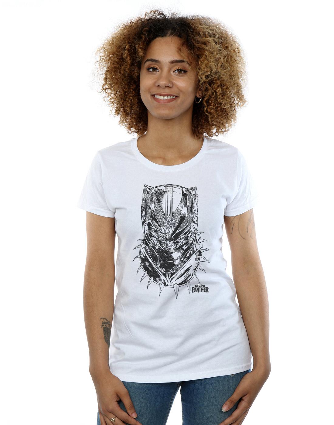 White - Back - Marvel Womens-Ladies Black Panther Spray Headshot Cotton T-Shirt